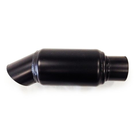 Muffler - Quiet Core - 3.5 in Center Inlet - 3.5 in Center Downturn - 6 x 4.5 in Round Body - 11.5 in Long - Stainless - Black Paint - Each