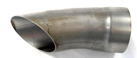 Exhaust Tip - Weld-On - 3.5 in Diameter - 6.5 in Long - Single Wall - Cut Edge - Angled Cut - Turndown Style - Stainless - Polished - Each