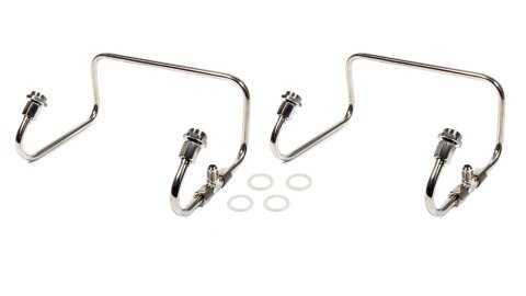 Carburetor Fuel Line - 6 AN Male Inlet - Dual 7/8-20 in Male Outlets - Stainless - Polished - Holley 4150 - Pair