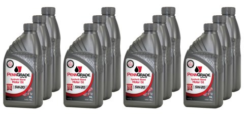Motor Oil - Synthetic Blend - 5W20 - Semi-Synthetic - 1 qt Bottle - Set of 12
