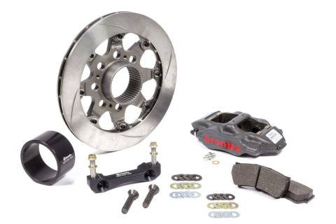 Brake System - Rear - 4 Piston Caliper - 11.000 in Slotted Iron Rotor - Aluminum - Gray Anodized - Sprint - Kit