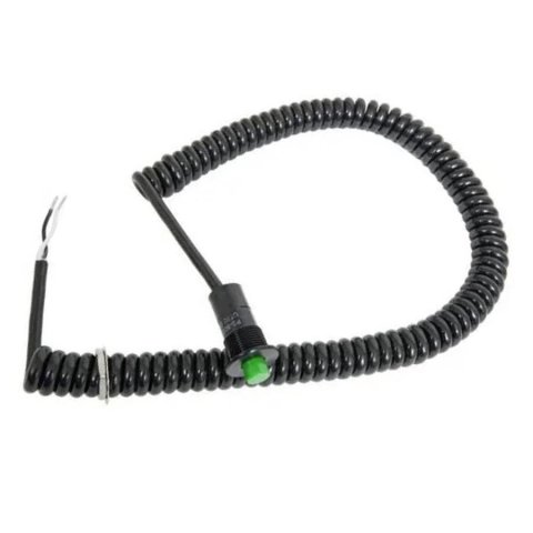 Push Button Switch - Momentary - 12 amps - 12/16V - Spiraled Cord - Green Button - Each