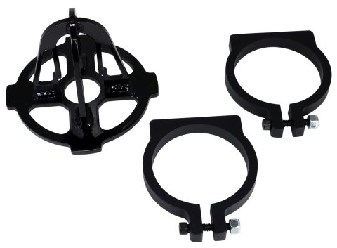 Spring Cup - Lower - Rear - Clamp-On - Mounts Included - Steel - Black Powder Coat - Universal - Each