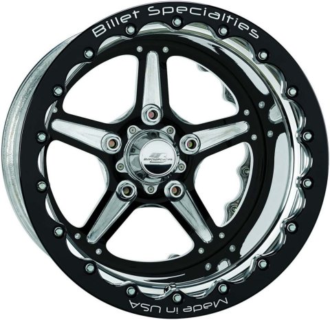 Wheel - Street Lite - 15 x 10 in - 4.500 in Backspace - 5 x 4.75 in Bolt Pattern - Beadlock - Aluminum - Black Anodized / Machined Center - Polished Lip - Each