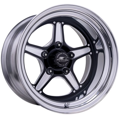 Wheel - Street Lite - 15 x 10 in - 5.500 in Backspace - 5 x 4.75 in Bolt Pattern - Aluminum - Black Anodized / Machined Center - Polished Lip - Each
