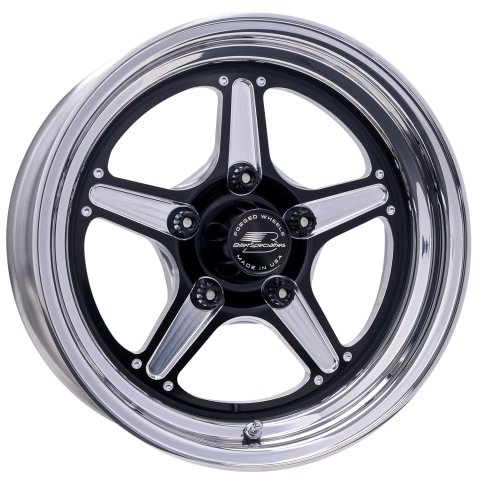 Wheel - Street Lite - 15 x 3.5 in - 1.750 in Backspace - 5 x 4.75 in Bolt Pattern - Aluminum - Black Anodized / Machined Center - Polished Lip - Each
