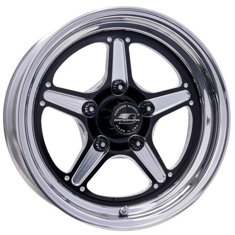 Wheel - Street Lite - 15 x 8 in - 5.500 in Backspace - 5 x 4.50 in Bolt Pattern - Aluminum - Black Anodized / Machined Center - Polished Lip - Each