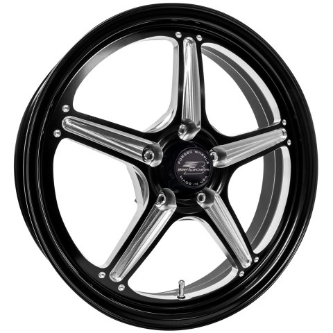 Wheel - Street Lite - 17 x 4.5 in - 2.000 in Backspace - 5 x 4.75 in Bolt Pattern - Aluminum - Black Anodized / Machined Center - Black Anodized Lip - Each