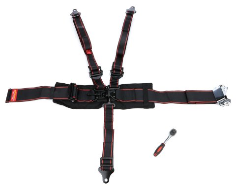 Harness - Elite - 5 Point - Latch and Link - SFI 16.1 - Pull Up / Ratchet Adjust - Bolt-In - Individual Harness - Black - Kit