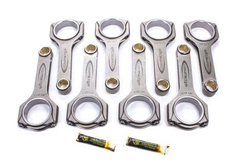 Connecting Rod - Compstar - H Beam - 6.125 in Long - Bushed - 7/16 in Cap Screws - ARP2000 Bolt - Forged - Steel - GM LS-Series - Set of 8