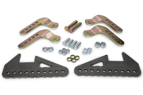Shock Mount - Rear - Lower - Weld-On - Adjustable - 1/4 in Thick - 1/2 in Mounting Hole - Steel - Natural - 3 in Axle Tube - Back Brace Notched - Pair