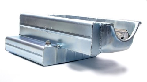 Engine Oil Pan - Competition - Rear Sump - 9 qt - 7 in Deep - Steel - Zinc Plated - 2-Piece Seal - Small Block Chevy - Each