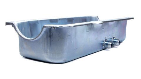Engine Oil Pan - Dry Sump - 4.5 in Deep - Two 12 AN Male Passenger Side Pickups - Steel - Zinc Plated - 2-Piece Seal - Small Block Chevy - Each