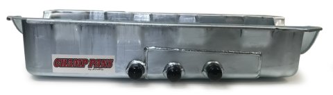 Engine Oil Pan - Dry Sump - 4.75 in Deep - Three 12 AN Male Passenger Side Pickups - Steel - Zinc Plated - 2-Piece Seal - Big Block Chevy - Each