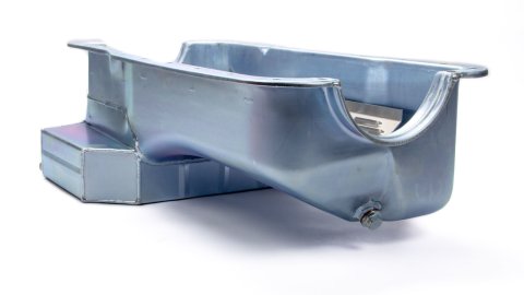 Engine Oil Pan - Circle Track - Rear Sump - 8 qt - 7 in Deep - Steel - Zinc Plated - Small Block Ford - Each