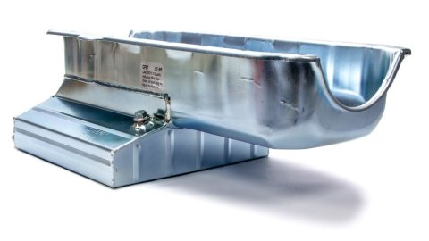 Engine Oil Pan - Claimer Pan - Rear Sump - 7 qt - 7 in Deep - Kick Out - Steel - Zinc Plated - 2-Piece Seal - Small Block Chevy - Each
