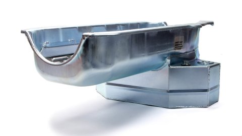 Engine Oil Pan - Competition - Rear Sump - 8 qt - 8 in Deep - Steel - Zinc Plated - 2-Piece Seal - Small Block Chevy - Each