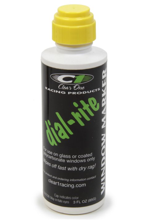 Dial-In Marker - Dial-Rite - Window - Yellow - Safe on Glass / Polycarbonate / Rubber - 3 oz Bottle / Applicator - Each