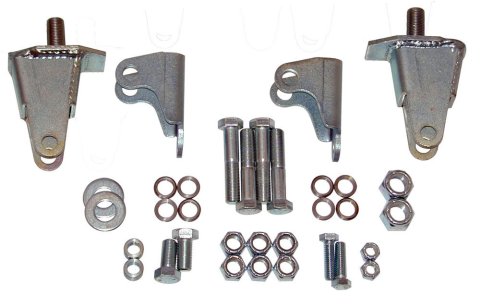 Coil-Over Shock Bracket - Rear - Bolt-On - Hardware Included - Steel - Zinc Oxide - Ford Mustang 1979-2004 - Kit