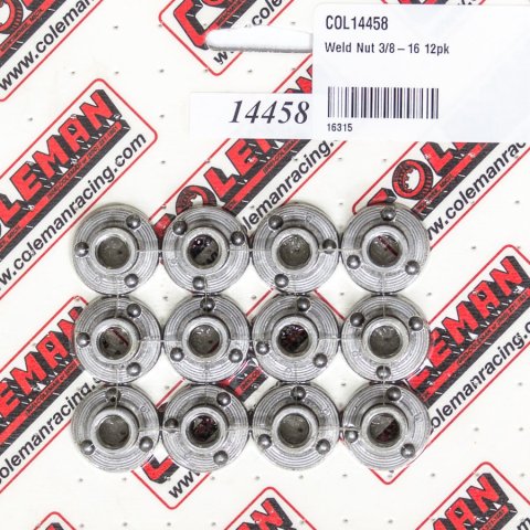 Weld-On Nut - 3/8-16 in Thread - Steel - Natural - Set of 12