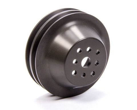 Water Pump Pulley - 1 to 1 - V-Belt - 2 Groove - 5.875 in Diameter - Aluminum - Black Anodized - Short Water Pump - Small Block Chevy - Each