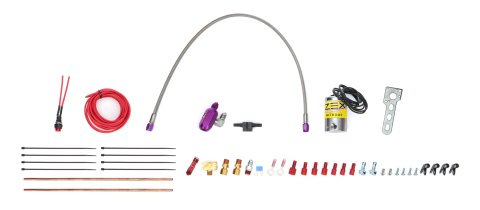 Nitrous Oxide Purge Kit - Dual Outlets - V-Pattern Purge Clouds - Solenoid / Wiring / Fittings / Button - 4 AN Thread - Kit