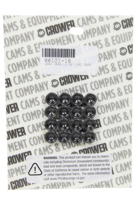 Valve Lash Cap - 0.090 in Thick - 11/32 in Valve Stems - Chromoly - Natural - Set of 16