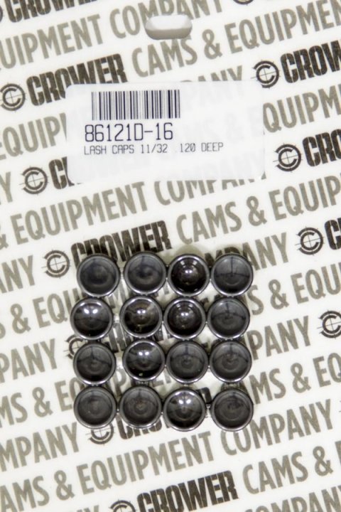 Valve Lash Cap - 0.120 in Thick - 11/32 in Valve Stems - Chromoly - Natural - Set of 16