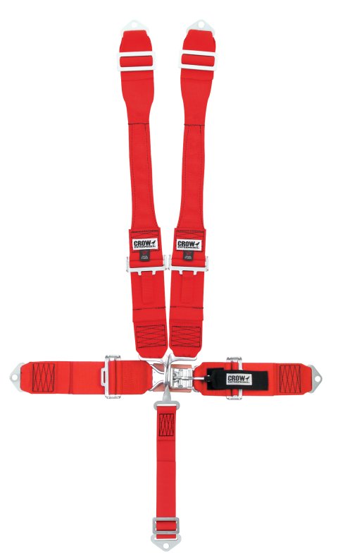 Harness - 5 Point - Latch and Link - SFI 16.1 - 52 in Length - Pull Down Adjust - Bolt-In / Wrap Around - Individual Harness - Black Hardware - Red - Kit