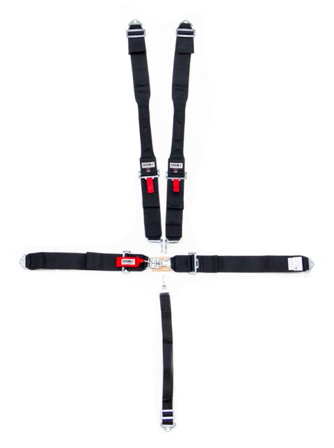Harness - 5 Point - Latch and Link - SFI 16.1 - 50 in Length - Pull Down Adjust - Bolt-In / Wrap Around - Individual Harness - HANS Ready - Black - Kit