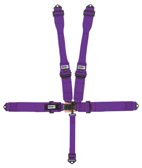 Harness - 5 Point - Latch and Link - SFI 16.1 - 52 in Length - Pull Down Adjust - Bolt-In / Wrap Around - Individual Harness - Black Hardware - HANS Ready - Purple - Kit