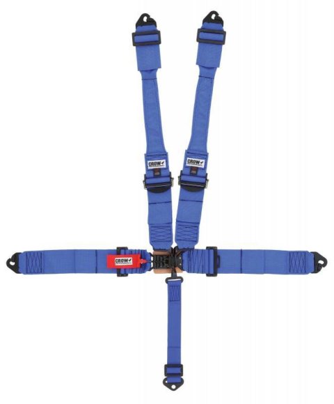 Harness - 5 Point - Latch and Link - SFI 16.1 - 52 in Length - Pull Down Adjust - Bolt-In / Wrap Around - Individual Harness - Black Hardware - HANS Ready - Blue - Kit