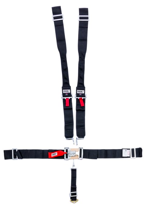 Harness - 5 Point - Latch and Link - SFI 16.1 - 55 in Length - Pull Down Adjust - Wrap Around - Individual Harness - HANS Ready - Black - Kit