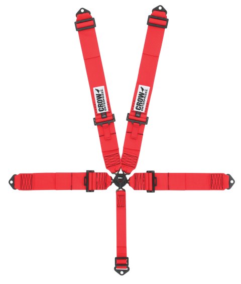 Harness - Kam Lock - 5 Point - SFI 16.1 - 52 in Length - Pull Down Adjust - Wrap Around - Individual Harness - Black Hardware - Red - Kit