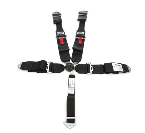 Harness - Kam Lock - 5 Point - SFI 16.1 - 52 in Length - Pull Down Adjust - Bolt In - Individual Harness - HANS Ready - Black - Kit