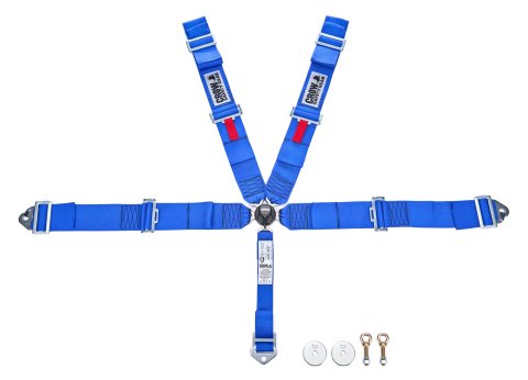 Harness - Kam Lock - 5 Point - SFI 16.1 - 52 in Length - Pull Up Adjust - Clip In / Wrap Around - Individual Harness - Blue - Kit