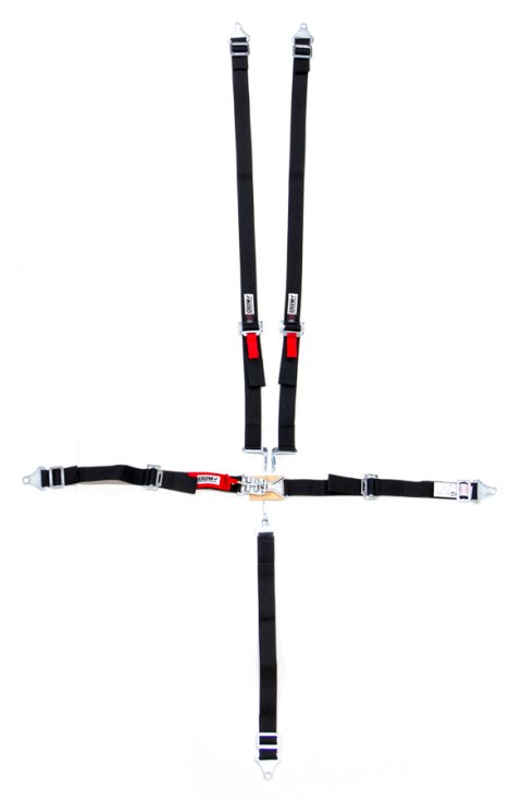 Harness - 5 Point - Latch and Link - SFI 16.2 - 50 in Length - Pull Up Adjust - Bolt-In / Wrap Around - Individual Harness - Black - Jr Dragster / Quarter Midget - Kit