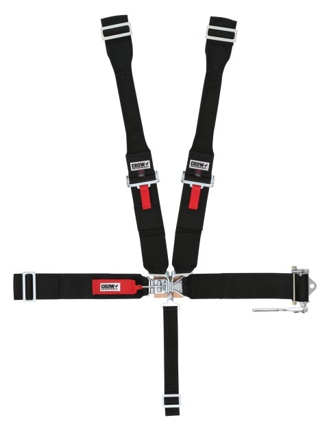 Harness - 5 Point - Latch and Link - SFI 16.1 - Pull Up / Ratchet Adjust - Wrap Around - Individual Harness - HANS Ready - Black - Kit