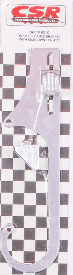 Throttle Cable Bracket - Carb Mount - Kickdown - Aluminum - Clear Anodized - GM Cable - Square Bore - Each