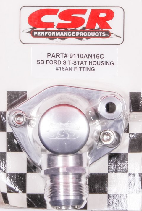 Water Neck - 90 Degree - 16 AN Male - Swivel - O-Ring - Hardware Included - Aluminum - Clear Anodized - Small Block Ford - Each