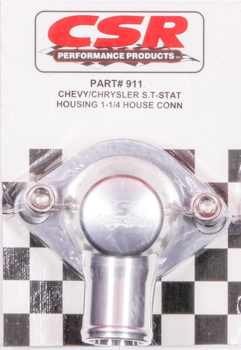 Water Neck - 90 Degree - 1-1/4 in ID Hose - Swivel - O-Ring - Hardware Included - Aluminum - Clear Anodized - Chevy V8 - Each