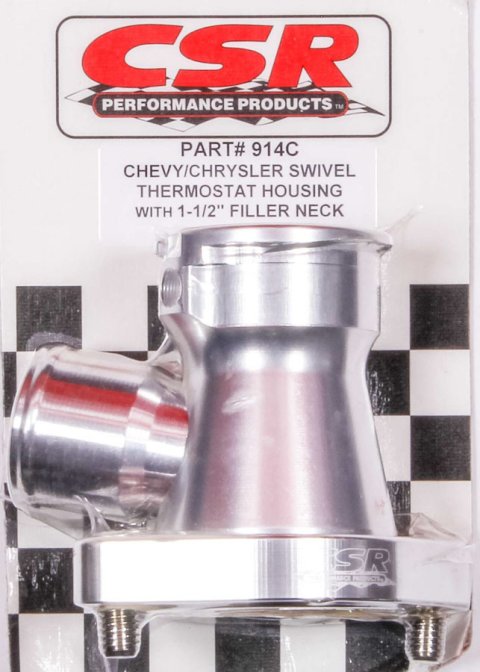 Water Neck - 90 Degree - 1-1/2 in ID Hose - Filler Neck - Swivel - O-Ring - Hardware Included - Aluminum - Clear Anodized - Chevy V8 - Each
