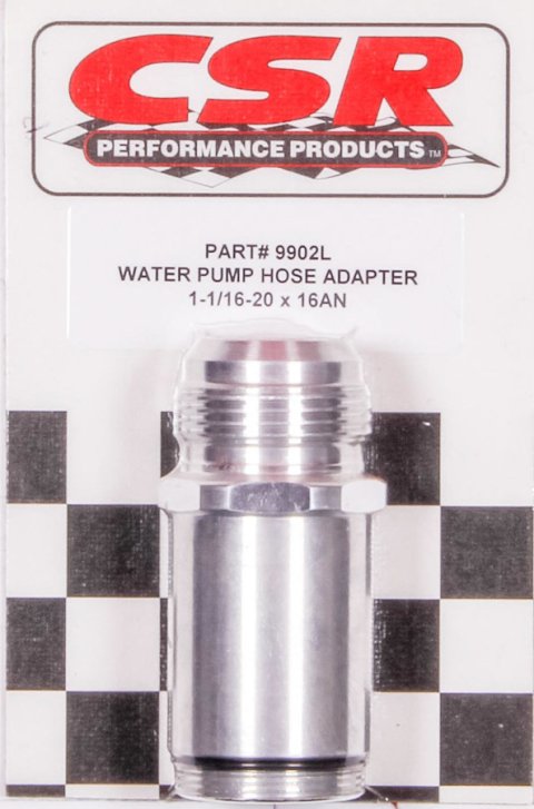 Fitting - Water Pump - 16 AN Male to 1-1/4-20 in Male O-Ring - 3 in Long - Aluminum - Clear Anodized - Each