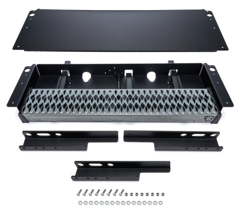 Step Board - Cargo Van Step - 36 x 7 in - Hands Free - Steel - Black Powder Coat / Galvanized - Ford Fullsize Van 2013-25 - Kit