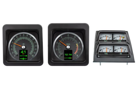 Gauge Kit - RTX Series - Analog - Fuel / Oil Pressure / Speedometer / Tachometer / Voltmeter / Water Temperature - Black Face - GM F-Body 1969 - Kit