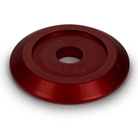 Body Bolt Washer - Countersunk - 0.25 in ID - 1.25 in OD - 0.125 in Thick - Aluminum - Red Anodized - Set of 50
