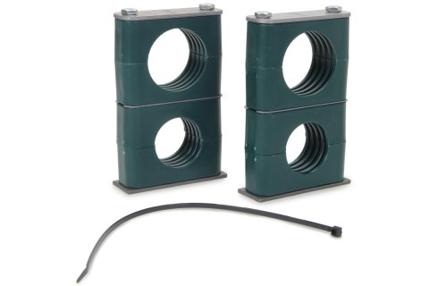 CO2 Bottle Bracket - 1-5/8 in Bar Mount - 2 in Diameter Bottle - Steel / Plastic - Green - Pair