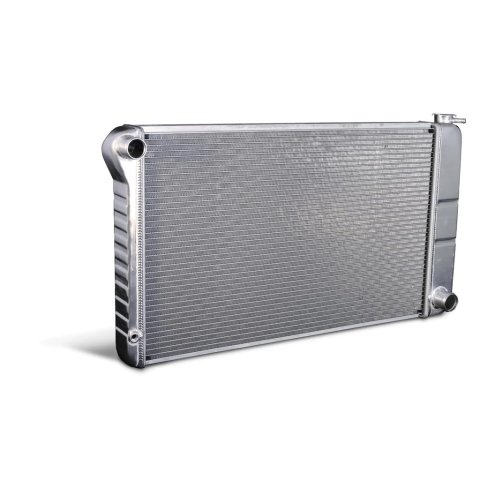 Radiator - Direct Fit - 33 in W x 18.5 in H x 3.25 in D - Single Pass - Driver Side Inlet - Passenger Side Outlet - Manual Transmission - Aluminum - Natural - GM A-Body 1968-72 - Each
