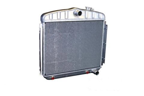 Radiator - Direct Fit - 22 in W x 21.25 in H x 3.25 in D - Single Pass - Center Inlet - Passenger Side Outlet - Automatic Transmission - Aluminum - Natural - Chevy Fullsize Car 1955-57 - Each