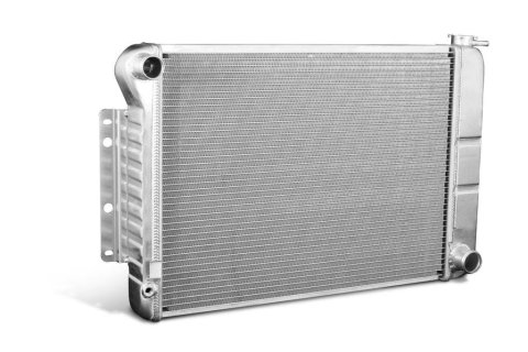 Radiator - Direct Fit - 27.5 in W x 18.5 in H x 3.25 in D - Single Pass - Driver Side Inlet - Passenger Side Outlet - Manual Transmission - Aluminum - Natural - GM F-Body 1967-69 - Each